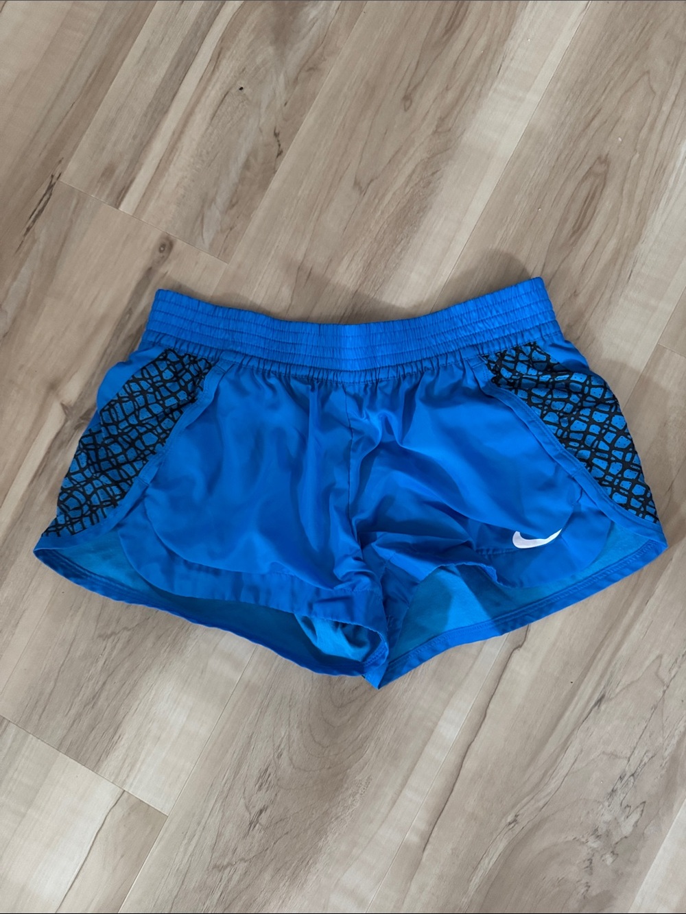 Nike Women's Bright Blue Athletic Running Shorts with Black Accent